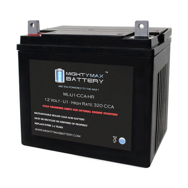 Mighty Max Battery ML-U1-CCAHR 12V 320CCA Battery for Agco-Allis ZT1438 0Turn 340CCA ML-U1-CCAHR19